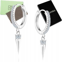 Kolczyki srebrne wiszące dla kobiety kolczyki srebro próba 925 rodowane