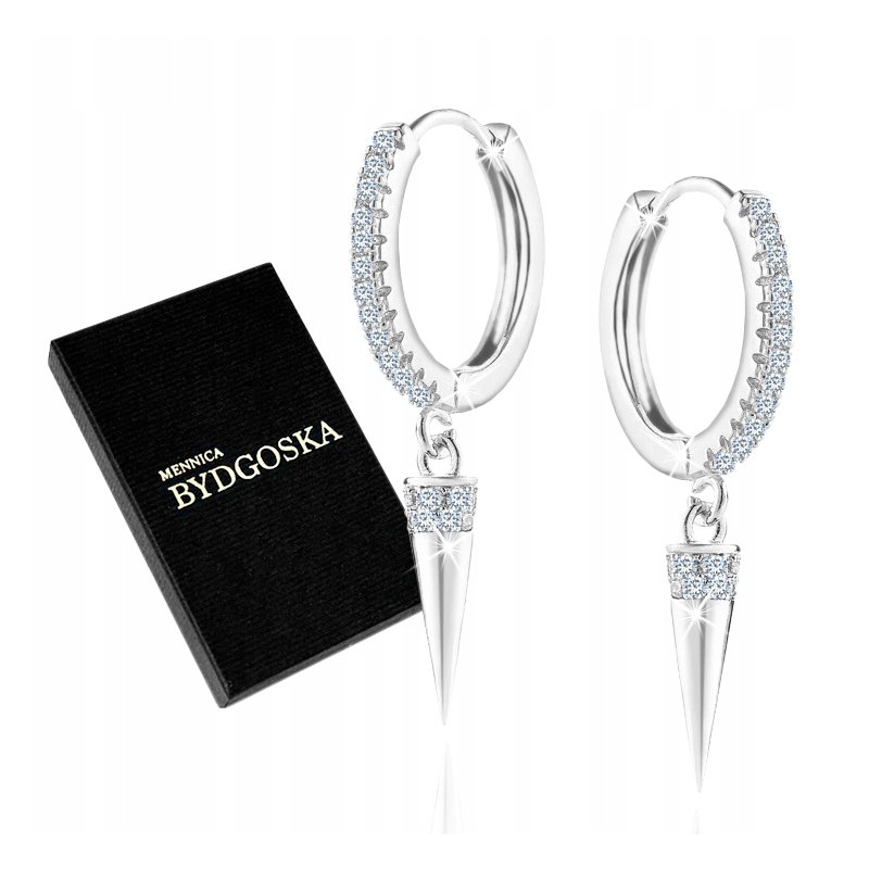 Kolczyki srebrne wiszące dla kobiety kolczyki srebro próba 925 rodowane