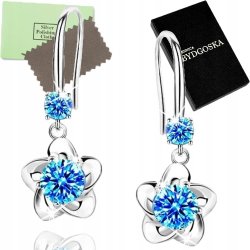 Kolczyki srebrne kwiatki rodowane kolczyki srebro próba 925 wiszące