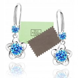Kolczyki srebrne kwiatki rodowane kolczyki srebro próba 925 wiszące