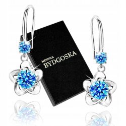Kolczyki srebrne kwiatki rodowane kolczyki srebro próba 925 wiszące