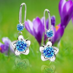 Kolczyki srebrne kwiatki rodowane kolczyki srebro próba 925 wiszące