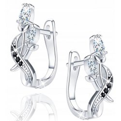Srebrne kolczyki dla kobiety kwiaty czarne kolczyki angielskie srebro 925