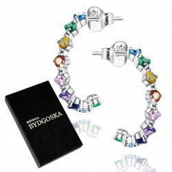 Kolczyki srebrne rodowane kolorowe wkrętki sztyfty