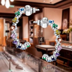 Kolczyki srebrne rodowane kolorowe wkrętki sztyfty