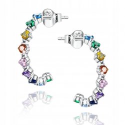 Kolczyki srebrne rodowane kolorowe wkrętki sztyfty