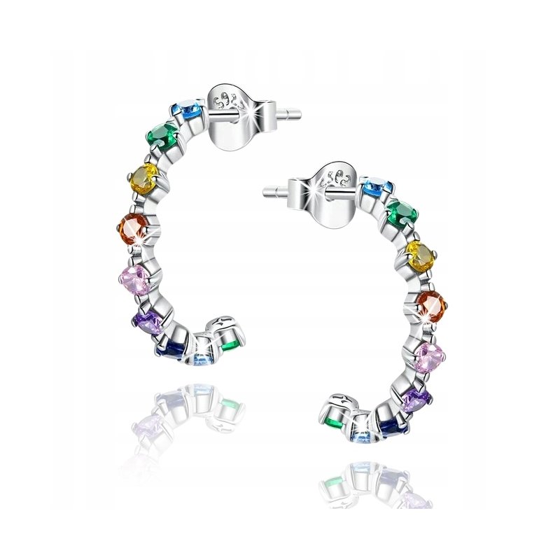 Kolczyki srebrne rodowane kolorowe wkrętki sztyfty