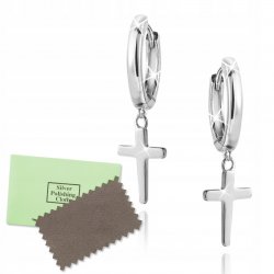 Kolczyki srebrne wiszące krzyżyki dla kobiety