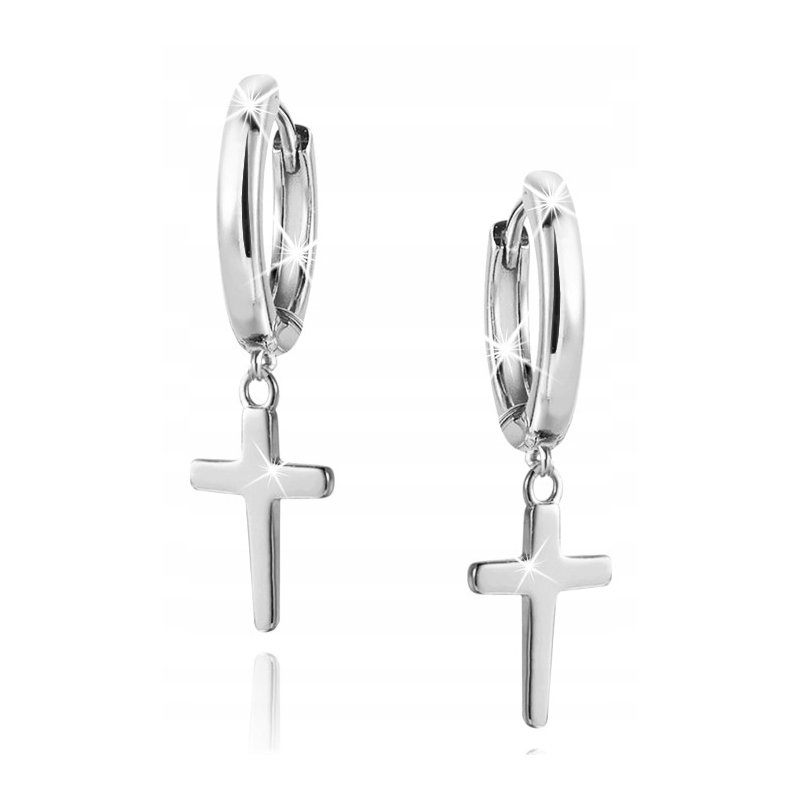 Kolczyki srebrne wiszące krzyżyki dla kobiety