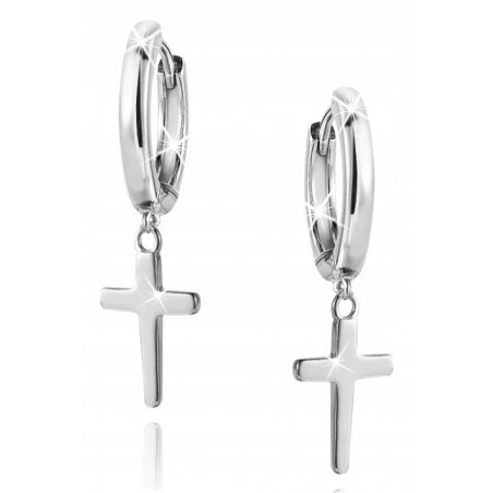 Kolczyki srebrne wiszące krzyżyki dla kobiety