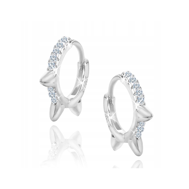 Kolczyki srebrne rodowane dla dziewczyny kolce