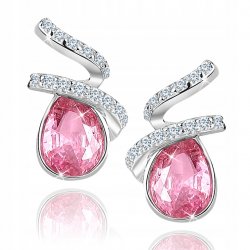 Srebrne kolczyki 925 wkrętki rodowane różowe