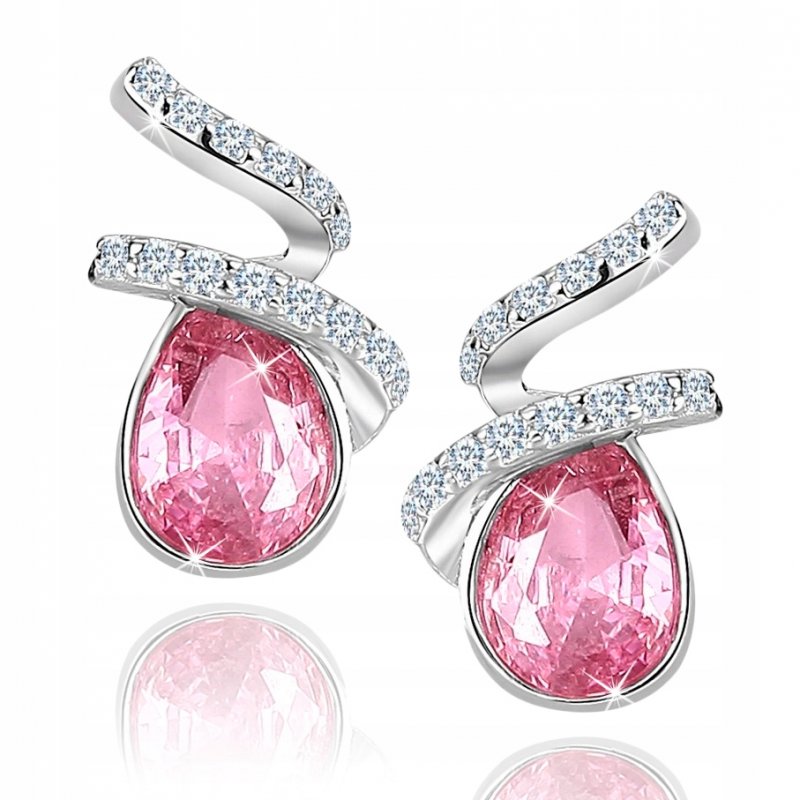 Srebrne kolczyki 925 wkrętki rodowane różowe