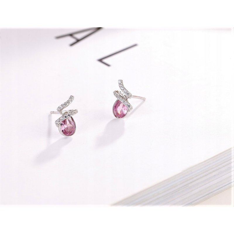 Srebrne kolczyki 925 wkrętki rodowane różowe