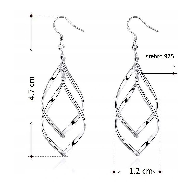 Długie kolczyki srebrne kolczyki wiszące dla kobiety srebro próba 925