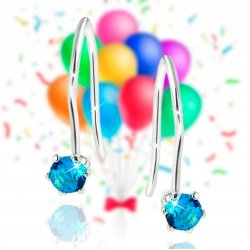 Kolczyki srebrne 925 akwamaryn cyrkonia + pudełko