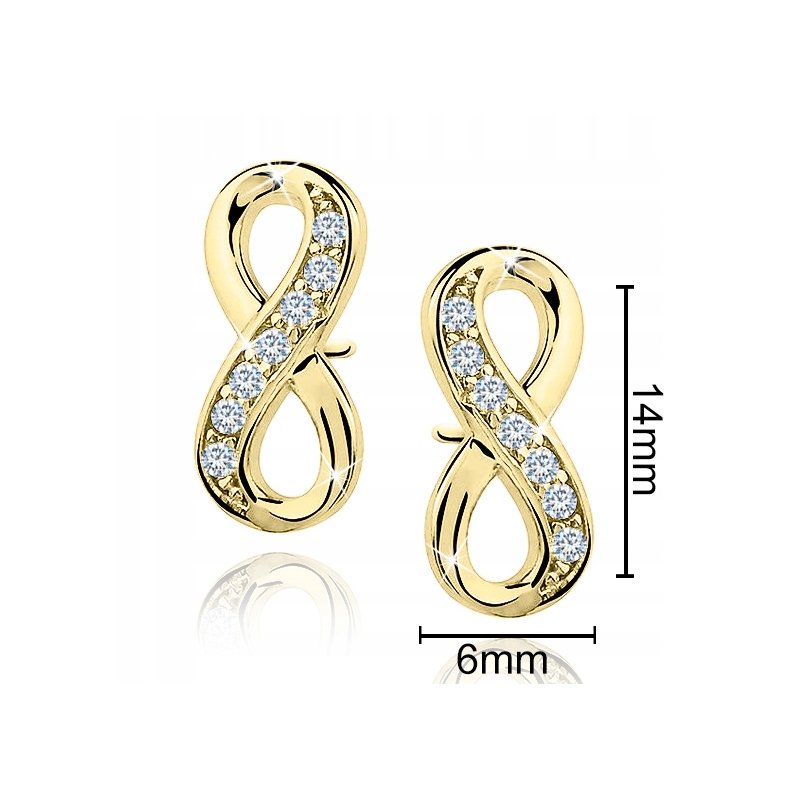 Kolczyki srebrne 925 pozłacane nieskończoność