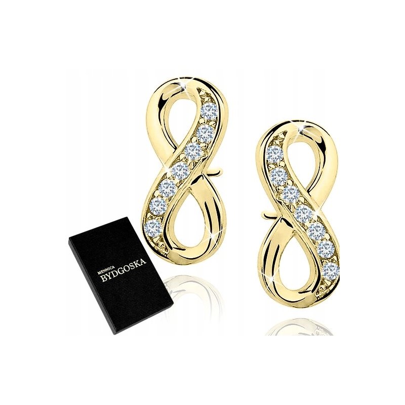 Kolczyki srebrne 925 pozłacane nieskończoność