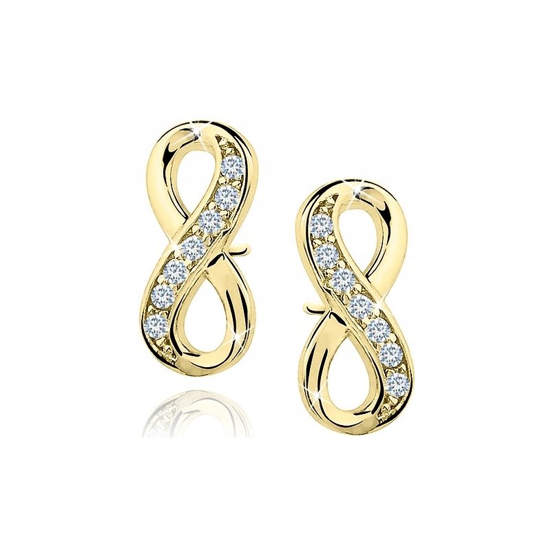 Kolczyki srebrne 925 pozłacane nieskończoność