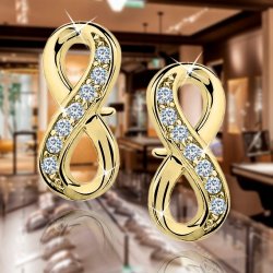 Kolczyki srebrne 925 pozłacane nieskończoność