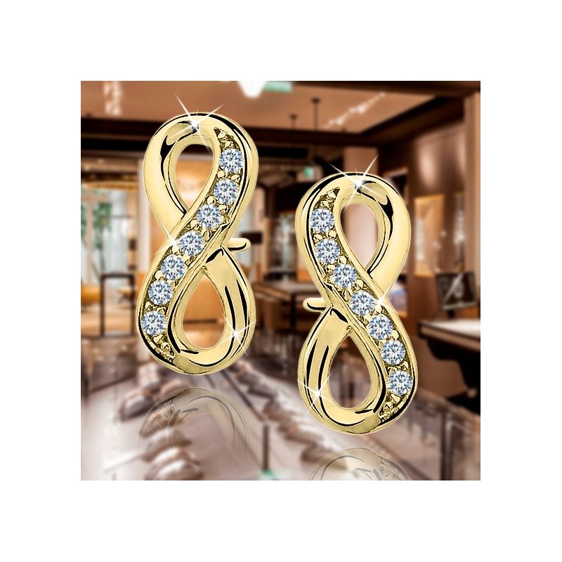 Kolczyki srebrne 925 pozłacane nieskończoność