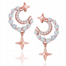 Srebrne kolczyki wkrętki dla kobiety pokryte różowym złotem srebro 925