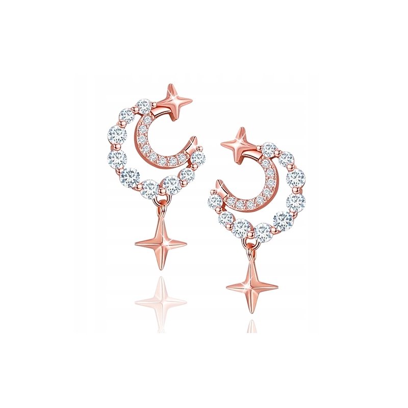 Srebrne kolczyki wkrętki dla kobiety pokryte różowym złotem srebro 925