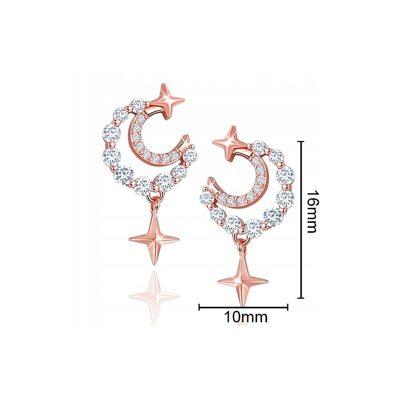 Srebrne kolczyki wkrętki dla kobiety pokryte różowym złotem srebro 925