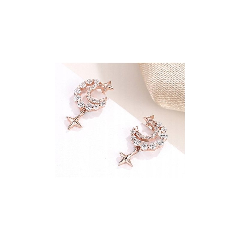 Srebrne kolczyki wkrętki dla kobiety pokryte różowym złotem srebro 925