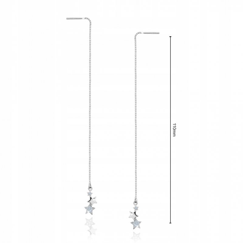 Długie srebrne kolczyki wiszące przeciągane 925