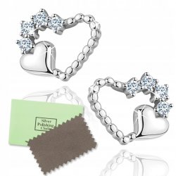 Kolczyki srebrne 925 serca wkrętki dla dziewczyny