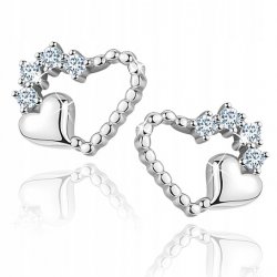 Kolczyki srebrne 925 serca wkrętki dla dziewczyny