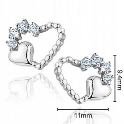 Kolczyki srebrne 925 serca wkrętki dla dziewczyny