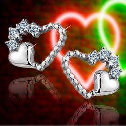 Kolczyki srebrne 925 serca wkrętki dla dziewczyny