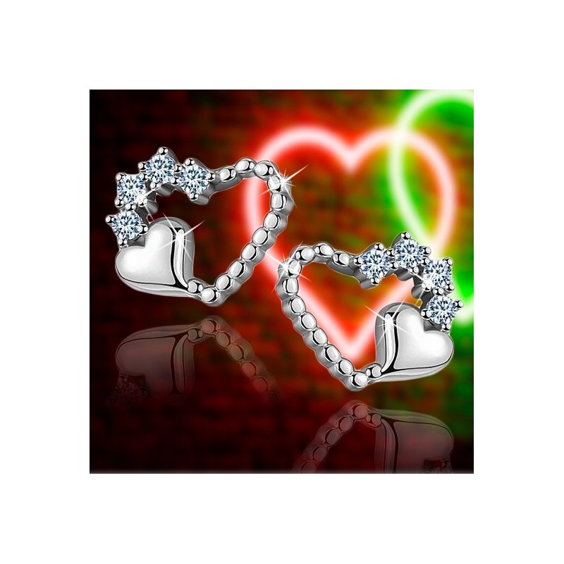 Kolczyki srebrne 925 serca wkrętki dla dziewczyny