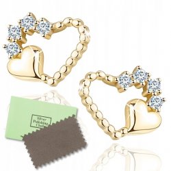 Kolczyki srebrne 925 serca dla kobiety pozłacane