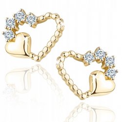 Kolczyki srebrne 925 serca dla kobiety pozłacane