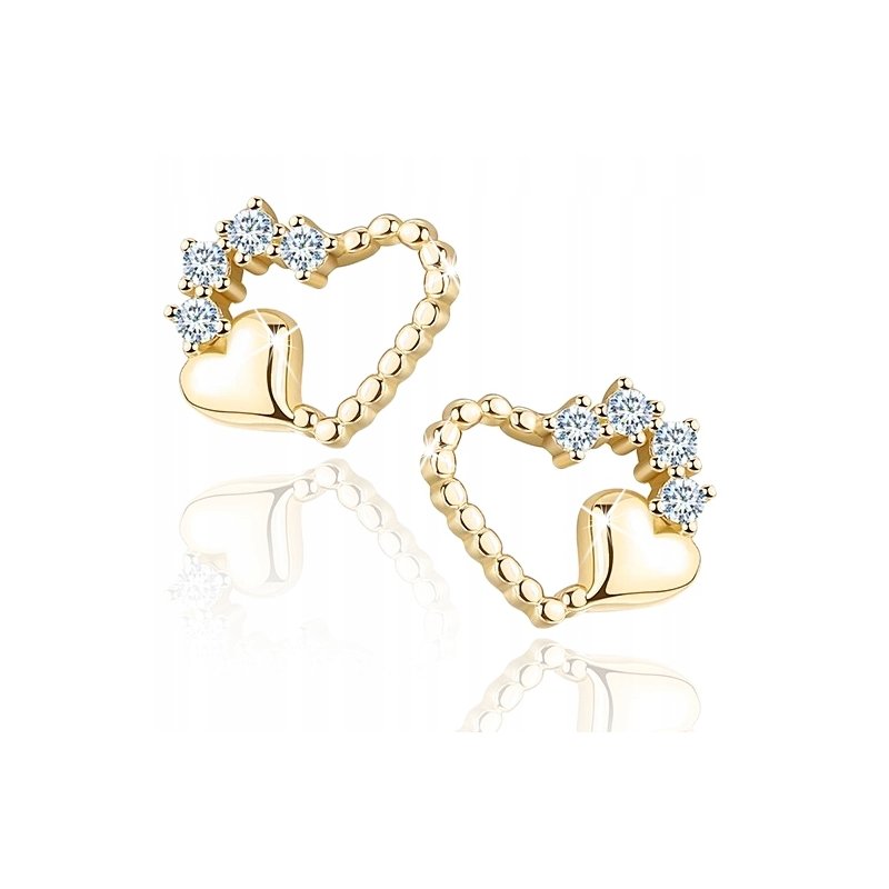 Kolczyki srebrne 925 serca dla kobiety pozłacane