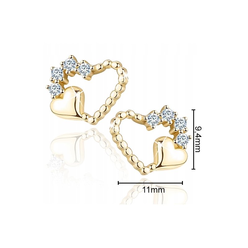 Kolczyki srebrne 925 serca dla kobiety pozłacane
