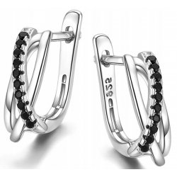 Piękne srebrne kolczyki 925 czarne kolczyki srebro próba 925 angielskie