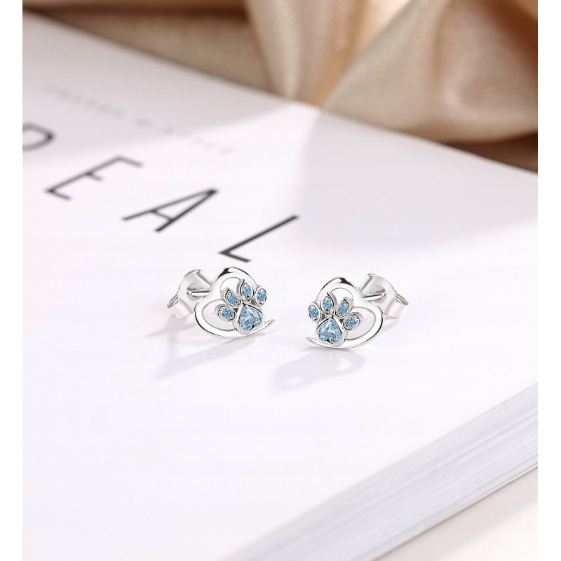 Kolczyki łapki wkrętki sztyfty niebieskie srebro próba 925 oryginalne