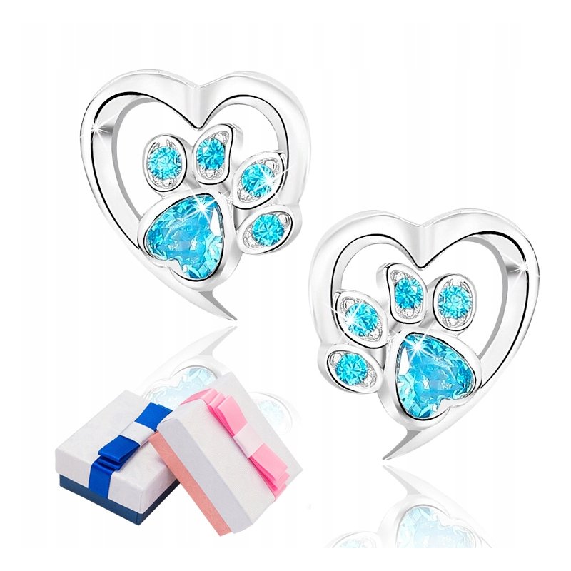 Kolczyki łapki wkrętki sztyfty niebieskie srebro próba 925 oryginalne