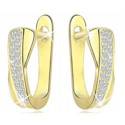 Srebrne kolczyki angielskie pozłacane srebro próba 925 cyrkonie eleganckie