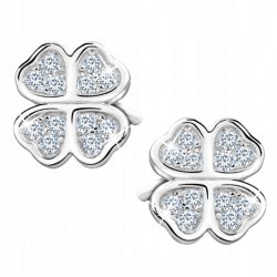 Kolczyki srebrne 925 koniczynki cyrkonia sztyfty