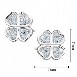 Kolczyki srebrne 925 koniczynki cyrkonia sztyfty