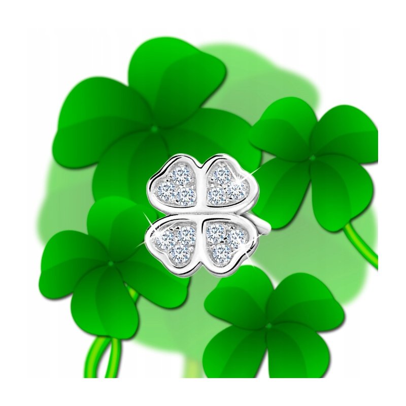 Kolczyki srebrne 925 koniczynki cyrkonia sztyfty