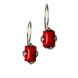 Kolczyki srebrne koral srebro próba 925 na prezent