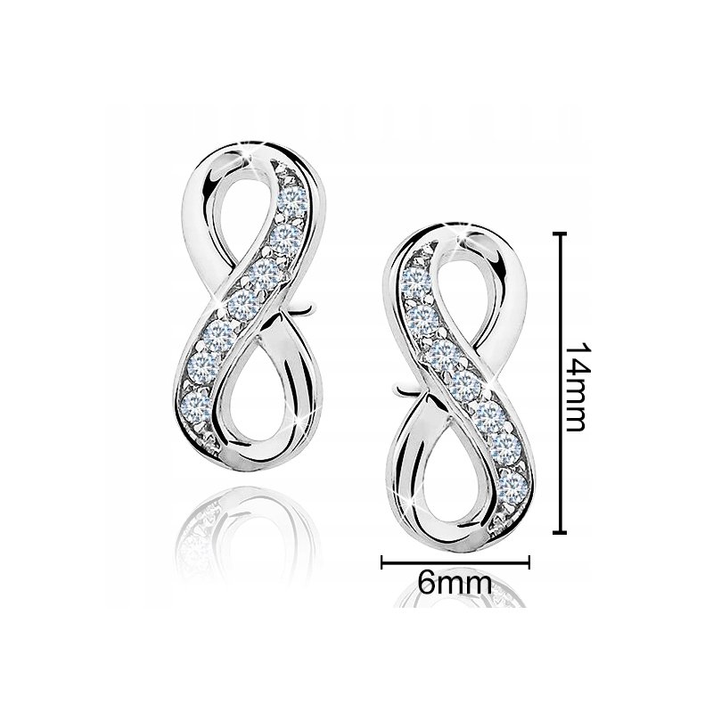 Kolczyki srebrne 925 rodowane nieskończoność kolczyki wyrkętki sztyfty