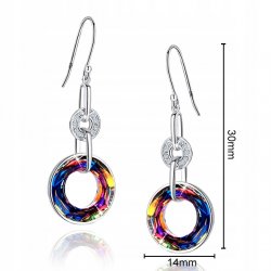 Kolczyki srebrne wiszące koła kolczyki srebro próba 925 rodowane