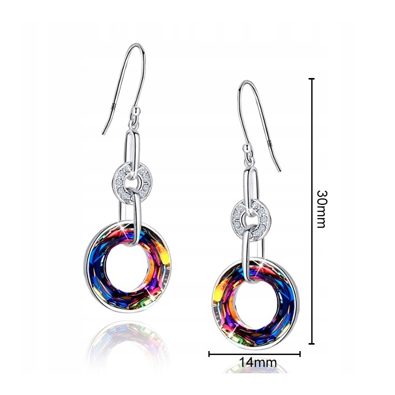 Kolczyki srebrne wiszące koła kolczyki srebro próba 925 rodowane